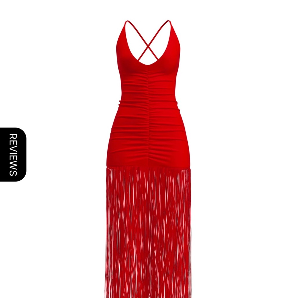 Elegant Red Fringe Dress